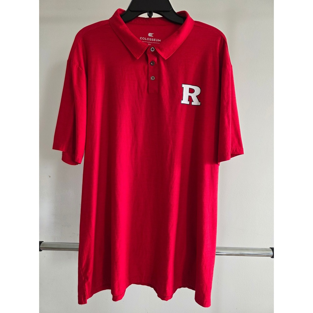 Colosseum Mens XL Rutgers Scarlet Knights Performance Polo Shirt Red RN114166